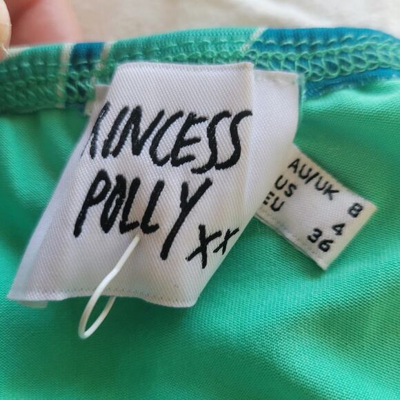 Princess Polly blue mini skirt, size 4, retro 70s vive floral mesh pattern - Picture 4 of 4